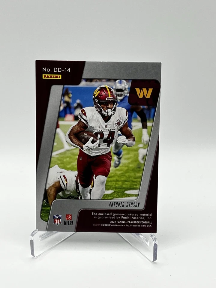 2022 Panini Playbook Antonio Gibson Down & Dirty Blue Game Used Patch /75 - Image 2 of 2