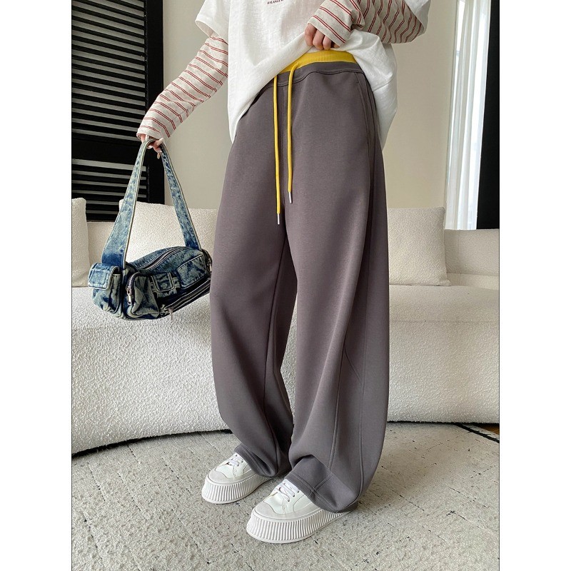 Spring Women's Casual Sports Drawstring Waist Casual Loose Wide Leg Sweatpants