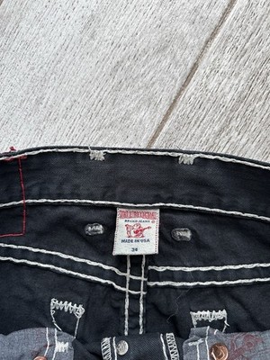 Vintage Y2K True Religion Logo Logan Super T Black Wax Denim Jeans