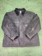 Carhartt Duck Chore Coat Gray Quilt Lined "Distressed" Y2K Mens Size 2XL