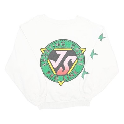 Weißes Damen Sweatshirt mit grünen Sternen Baumwollmischung Rundhals XL Freizeit