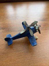 1930s Hubley Giro Plane Cast Iron Blue Toy Airplane 2