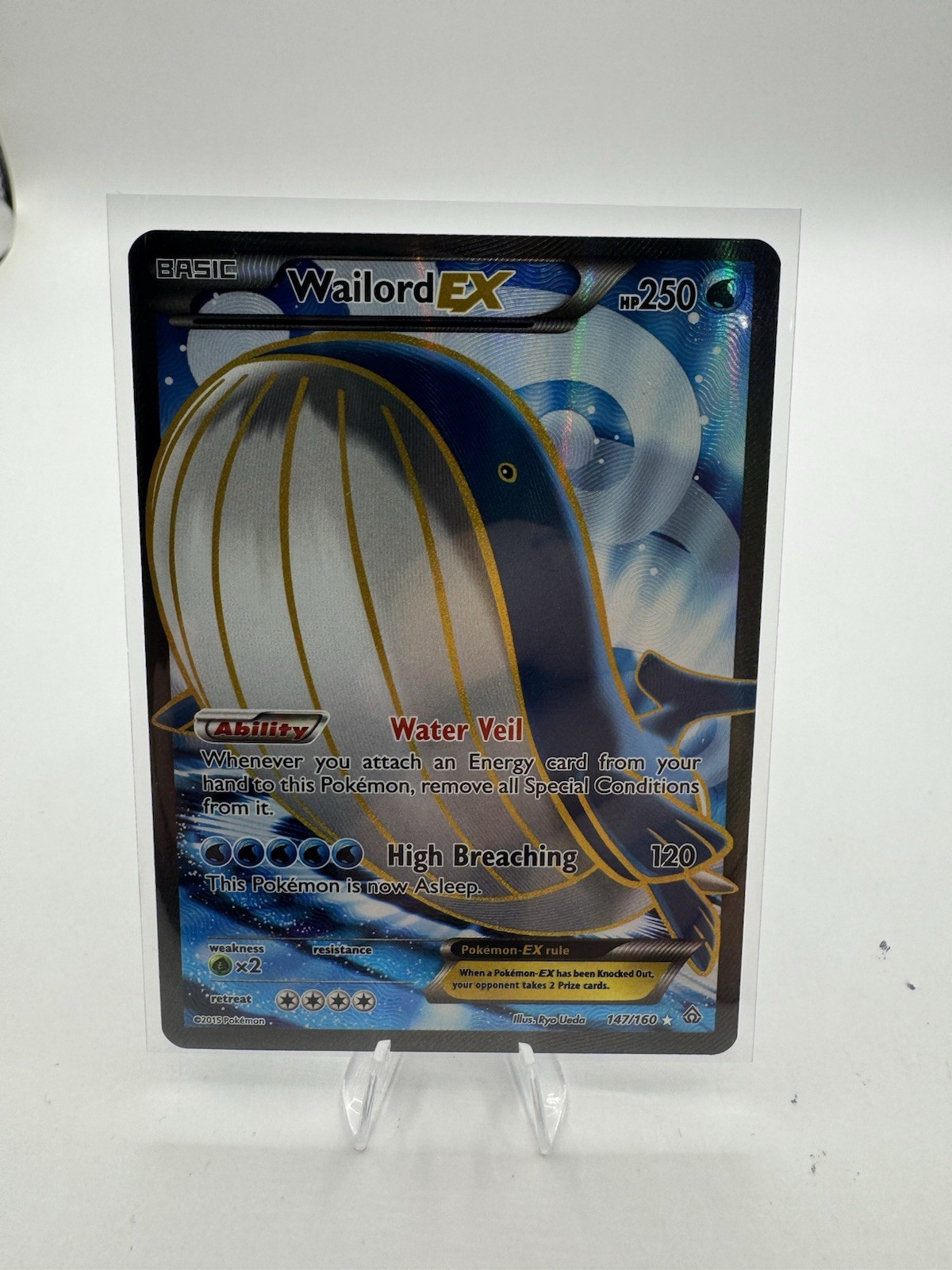 Pokemon Primal Clash Wailord EX Full Art Ultra Rare Holo Card 147/160 NM