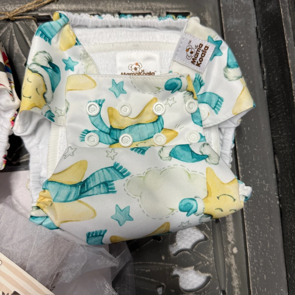 Mama Koala Set of Four Stay-Dry Reusable Cloth Pocket Diapers w/ Liners NEW - Image 3 of 4