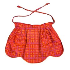 Vintage 60's Groovy Abstract Print Waist Apron Half Pinny Original True Orange