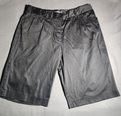 Pendleton Shorts Women Size 14 Black Flat Front Bermuda Button Zip Belt Loops