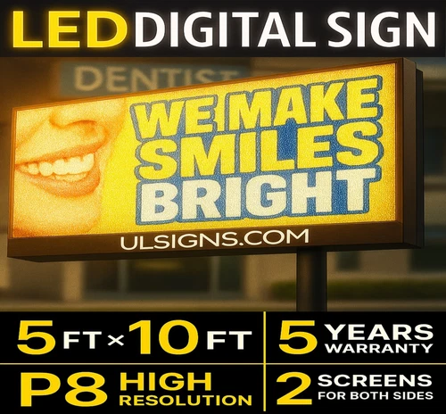 P8 Double-Sided LED Billboard 5x10 FT Outdoor High-Resolution Digital Display AD