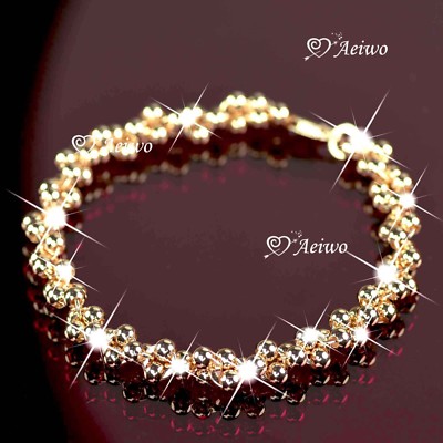 18k rose gold gp bracelet link ball grape chain bling bling fashion ...