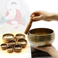 Nepal Handmade Tibet Buddha Sound Bowl Yoga Meditation Chanting Bowl Brass