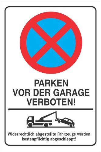 „Parken Vor Garage Verboten“ Schild Aus Alu-Verbundplatte – 45x30 Cm, Wetterfest Für Draußen & Einfach Zu Montieren
