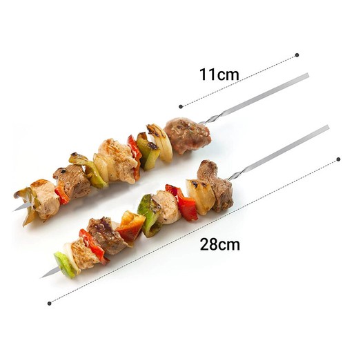 100x Kebab Stick Stainless Steel Barbecue Metal Skewers Flat Needle BBQ Tool - Picture 2 of 12