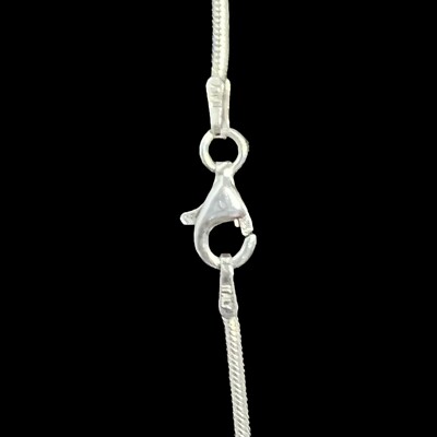 VTG Sterling Silver Snake Chain Necklace W/Solitaire CZ Pendant