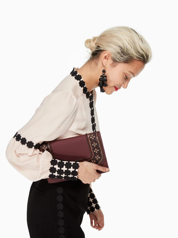 NUEVO Bolso sin asas Kate Spade Madison Ave Wagner Way Vita madera de cerezo cuero suave $398 Foto 3 de 4