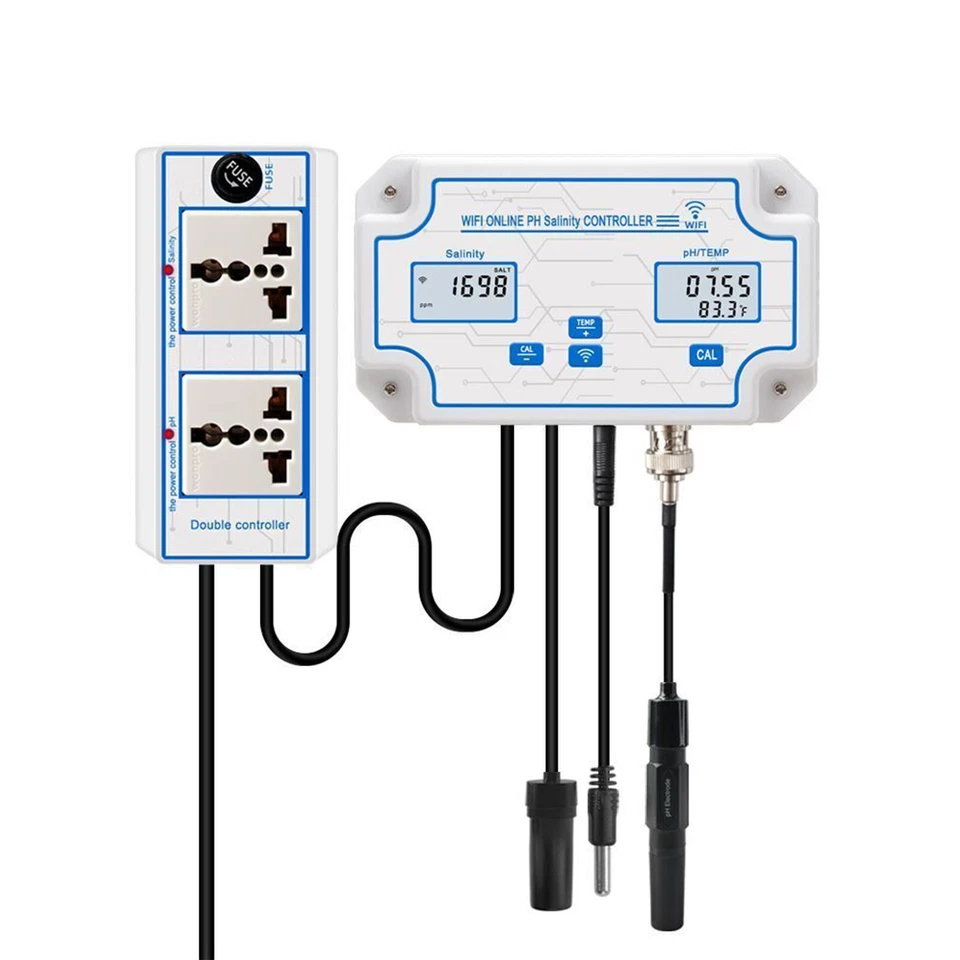 WIFI PH Salinity Controller Meter Aquarium Tank Seawater Salt Tester Monitor Kit - Image 4 of 4
