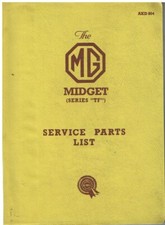 Mg Midget Tf1250 Tf1500 1953-55 Original Factory Spare Parts Catalogue Mg Midget Tf1250 Tf1500 1953-55 Original Factory Spare Parts Catalogue