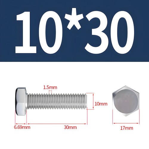 M2 - M12 Hex Head Bolts / Screws A2 304 Stainless Steel DIN 933 Tap 18-8 - Picture 83 of 100