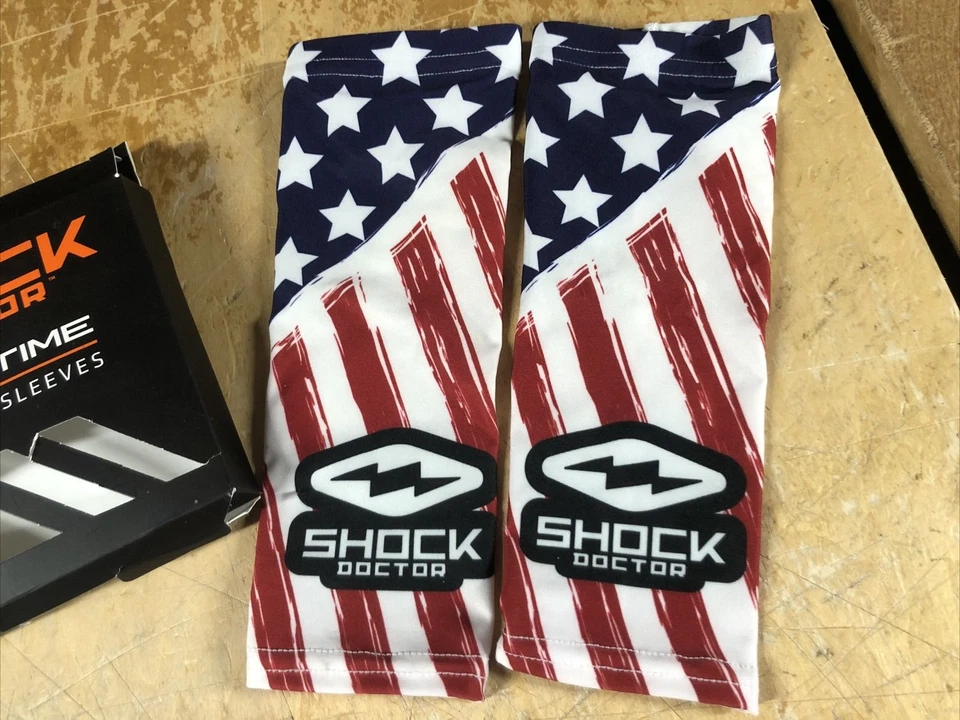 Shock Doctor SHOWTIME COMPRESSION Pair Calf Leg Sleeves Youth OSFM STARS+STRIPES - Image 3 of 4