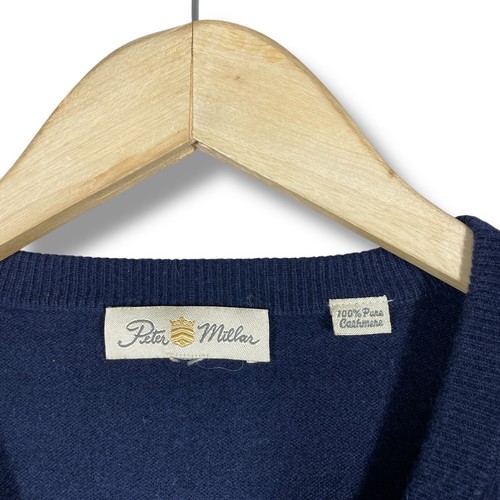 Peter MIllar Cashmere Knit Sweater Mens XL Navy Blue Soft V Neck Preppy Luxury - Picture 3 of 7