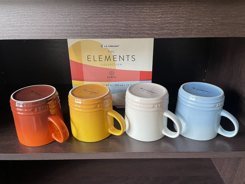 Nuevo juego de tazas de té de café Le Creuset Elements en caja, 4 colores surtidos 12 OZ cada una Foto 4 de 4