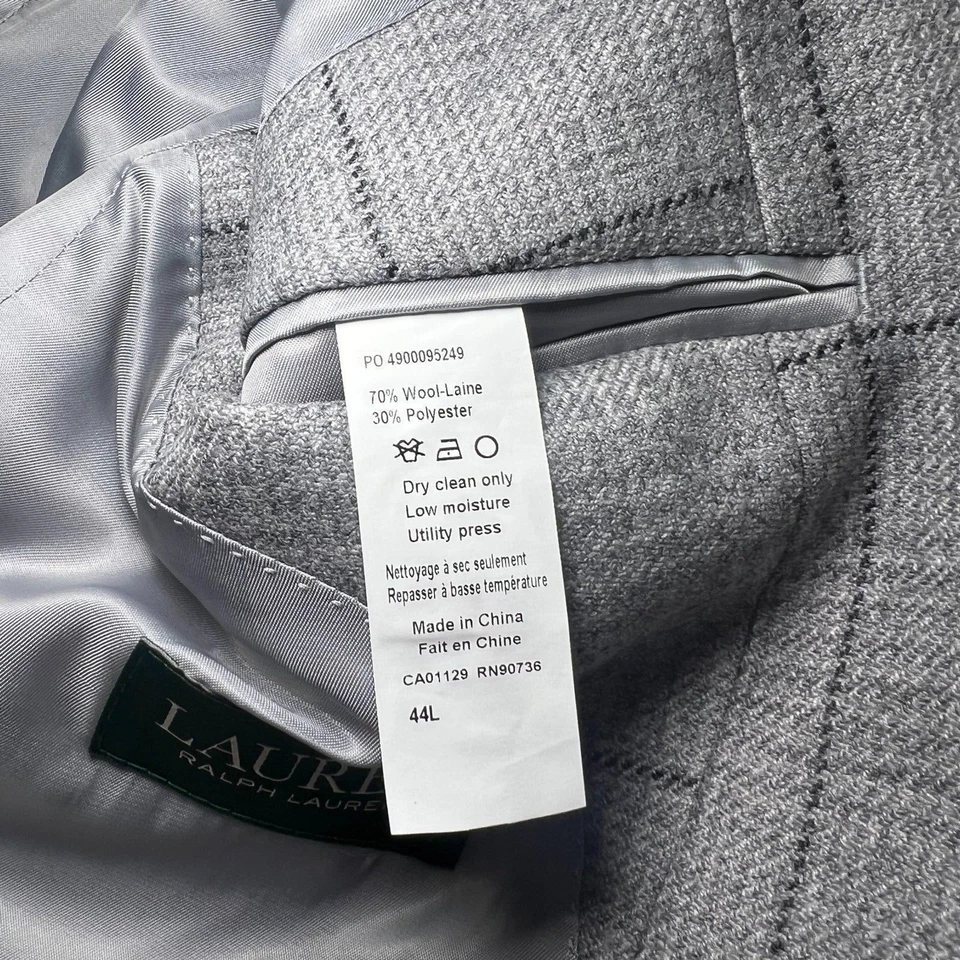 NWT Lauren Ralph Lauren Men's UltraFlex Lexington Blazer Gray Size 44L   - Image 4 of 4