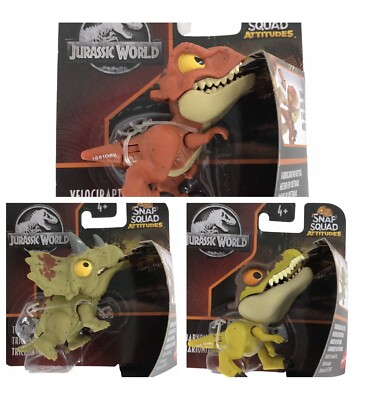 Jurassic World Snap Squad Attitudes Baryonyx Velociraptor Set of 3 New Wave 2021
