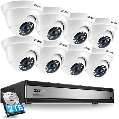 ZOSI 1080P H.265+ Kit Vidéo Surveillance avec 16CH DVR 8 Caméra de Sécurité 2To