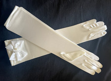 Girls Long White Gloves Formal/ Dress up Size L 8-14 1 Pair