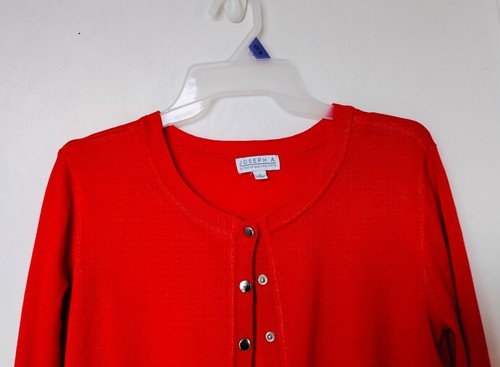 Joseph A women's cardigan twin set round neck buttons solid orange size S - Picture 9 of 13