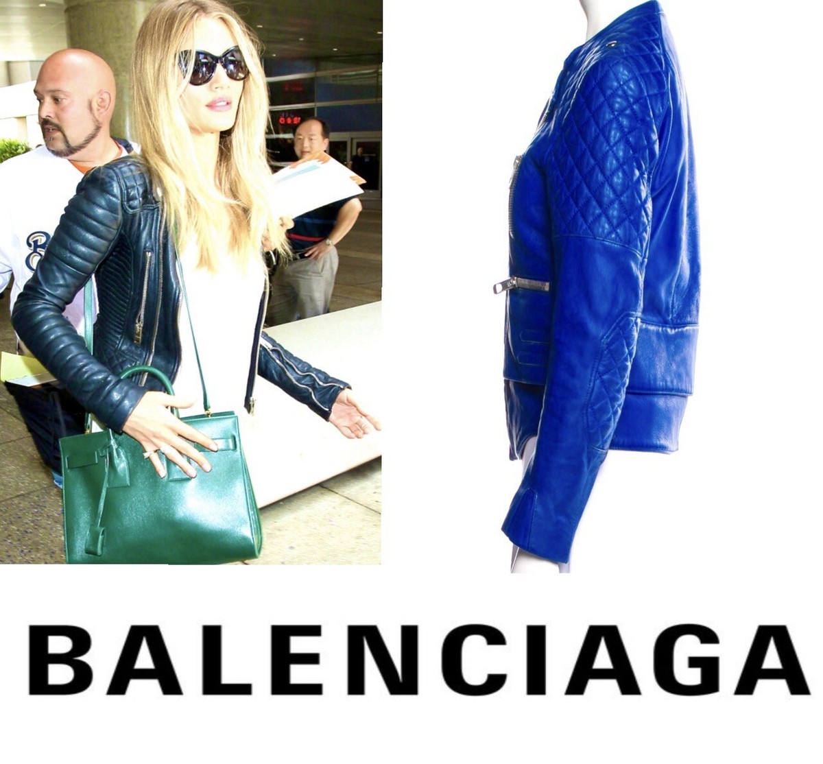 Balenciaga 2013 Blue Leather Biker Moto Jacket 36 38 40 2 4