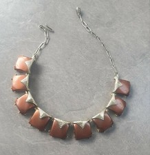 VINTAG NECKLACE  39cm CHOKER COSTUME BROWN
