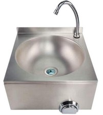 LAVABO A PARETE IN ACCIAIO INOX, COMANDO AL GINOCCHIO, COMANDO FEMORALE, LAVA...
