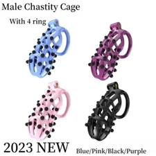 New Male Chastity Belt Soft Spikes Bird Cage Curved Rings Anti-Cheating Lock