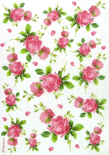 Rice Paper for Decoupage Scrapbook Craft Sheet - Texture with Rosebud