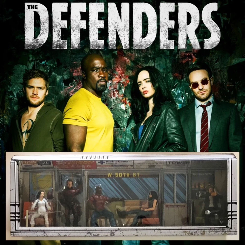 Marvel Legends 2018 SDCC Defenders Rail Authority set sin usar, en caja sellada Daredevil Iron Fist Foto 2 de 4