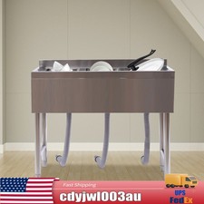 Three 3 Compartment Stainless Steel Commercial Kitchen Bar Sink