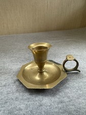 Vintage Brass Camberstick Candlestick Holder With Thumb Ring 10x5cm