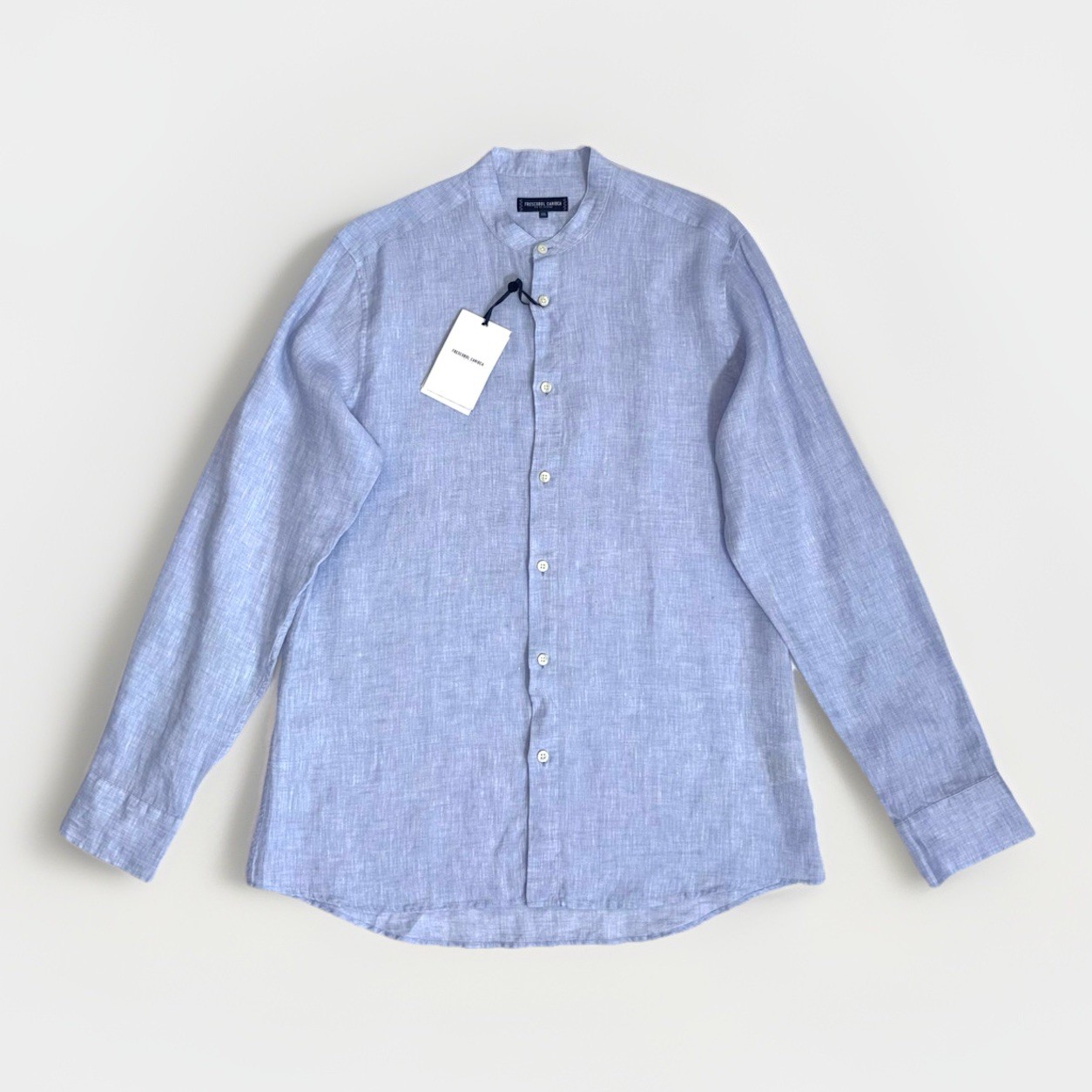 Frescobol Carioca Men’s Linen Shirt LS Sky Blue Size XXL Collarless Jorge BNWT