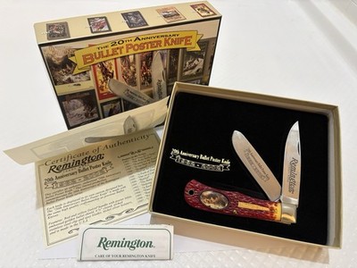 Remington 20th Anniversary Bullet Poster Pocketknife Gold Shield