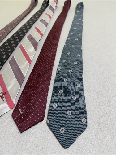 Vintage Men's Tie Lot 5 - 80s 90s - Silk Countess Mara Halston Oscar Dela Renta+ - Picture 23 of 24