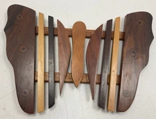 Vintage Mid-Century Butterfly Rare Teak Trivet Rosewood, Maple & Teak 11"