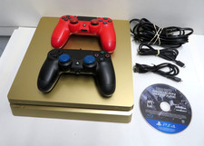 Sony PlayStation 4 PS4 Slim 1TB Console CUH-2015B Gold Controllers, Cords Game