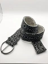 Southwestern Belt Womens Medium 28-32 Leather Cotton Tribal Aztec