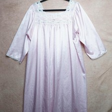 Oscar de la Renta Pink Satin Nightgown Lace L Vintage