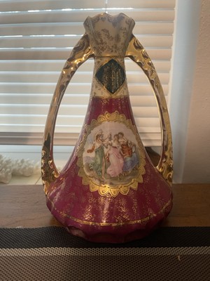 Royal Vienna Or Limoges (unknown Stamp) Pitcher, Vase, Double Handle