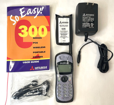 Vintage Rare Mitsubishi G310 GSM 2G VoiceStream Cell Phone Bundle Kit Manual