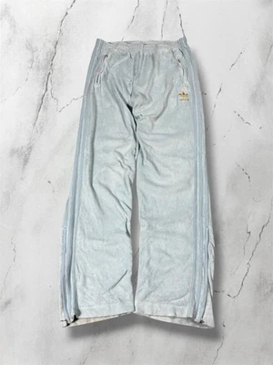 Adidas Track Joggers Women’s Size Medium Blue Logo Designer Y2K Vintage Velvet - Image 1 of 4