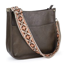 Vegan Leather Crossbody Fashion Shoulder Bag Purse with A21-deep Grey