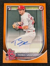 2025 Bowman Thomas Saggese ORANGE ROOKIE AUTO 18 /25 RC Cardinals TS