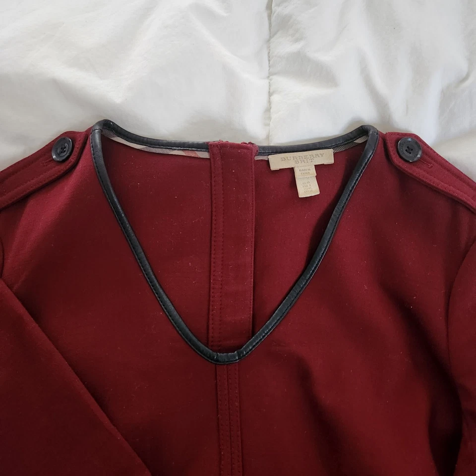 Vestido Burberry Brit Lana Arándano Borde Piel de Cordero EE. UU. Talla 8 Foto 4 de 4