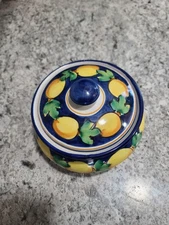 Vietri Italian Hand Made Pottery Ceramic Jar Dipinto A Mano Amalfi Fruit Design